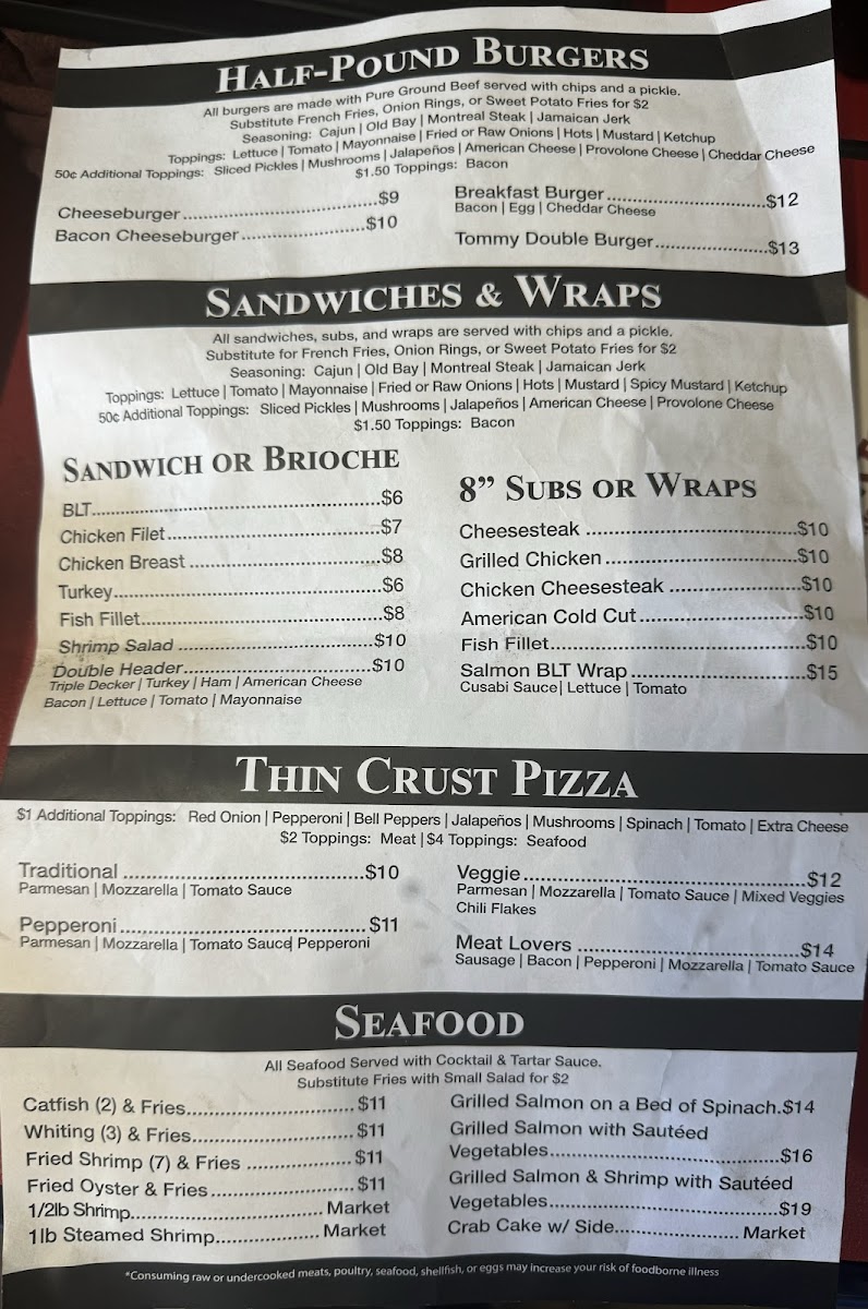 Tom's Sports Tavern Menu - Image 2